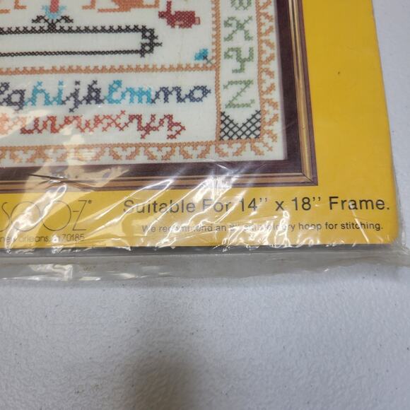 SOO-Z SAMPLER Old World Tapestry - Sealed - Vintage Cross Stitch - 14" x 18" - Picture 3 of 5